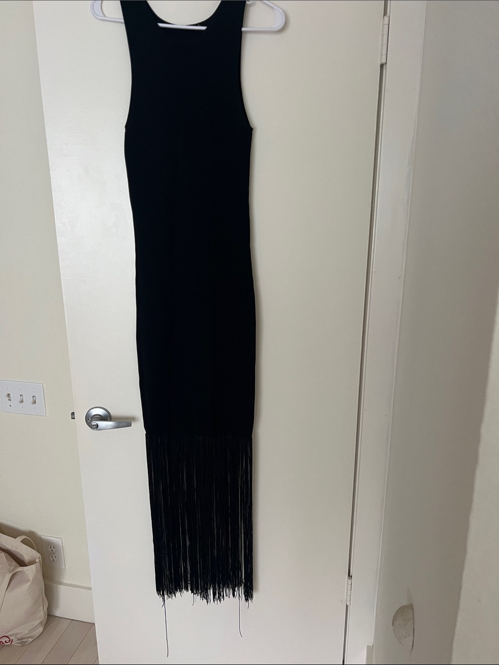 Bardot Black Sleeveless Fringe Maxi Dress
